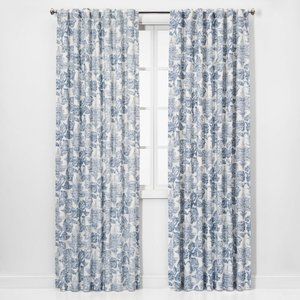 Blue Charade Floral Light Filtering Curtain Panels